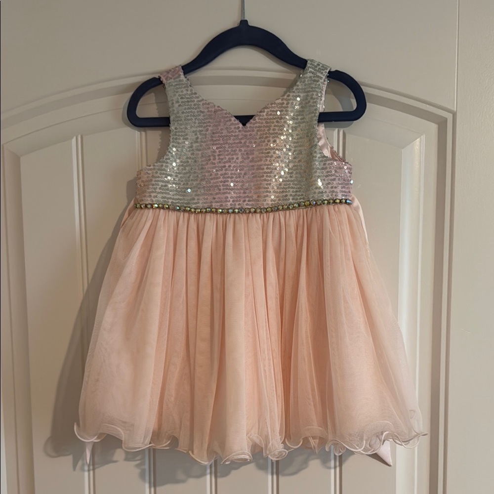 American Princess Silver and Pink Sequin Tiered Sundress